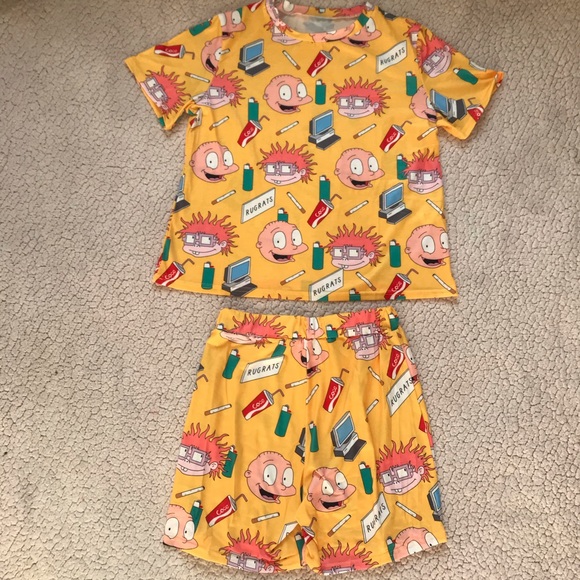 Handmade Pants - Handmade Yellow Rugrats Cartoon Two Piece Set